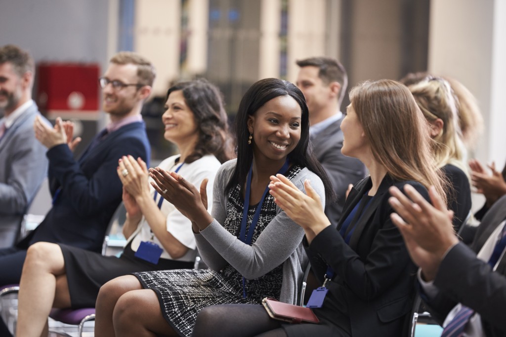an applause after a presentation
