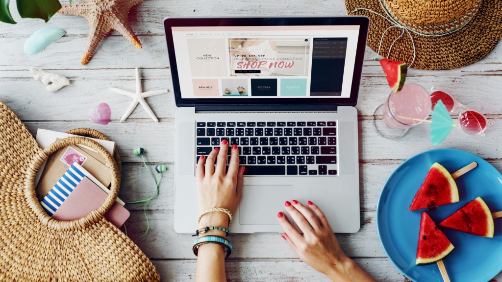 Woman shopping online