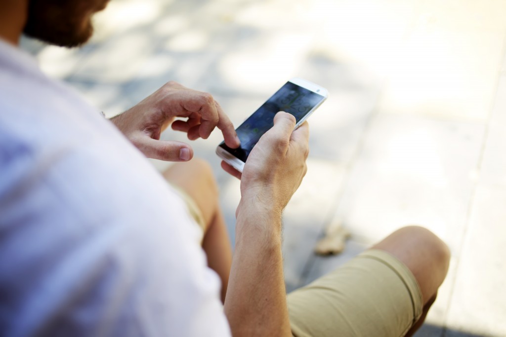 Man using a smartphone
